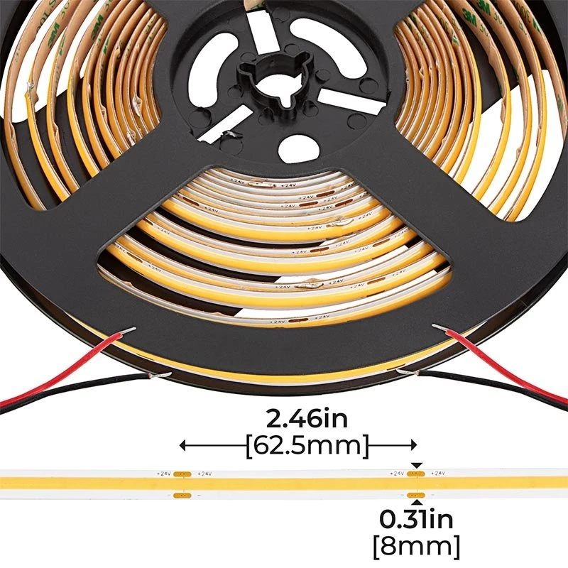 5m White COB LED Strip Light - COB Series LED Tape Light - High CRI - 24V - IP20 - Image 3