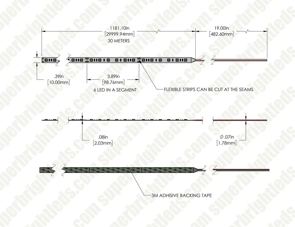 30m Single Color LED Strip Light - Radiant Series LED Tape Light - Contractor Reel - 24V - IP20 - Image 9