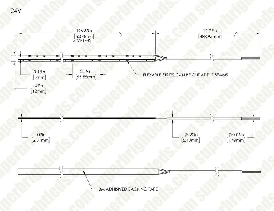 5m RGB COB LED Strip Light - COB Series LED Tape Light - 24V - IP20 - Image 11