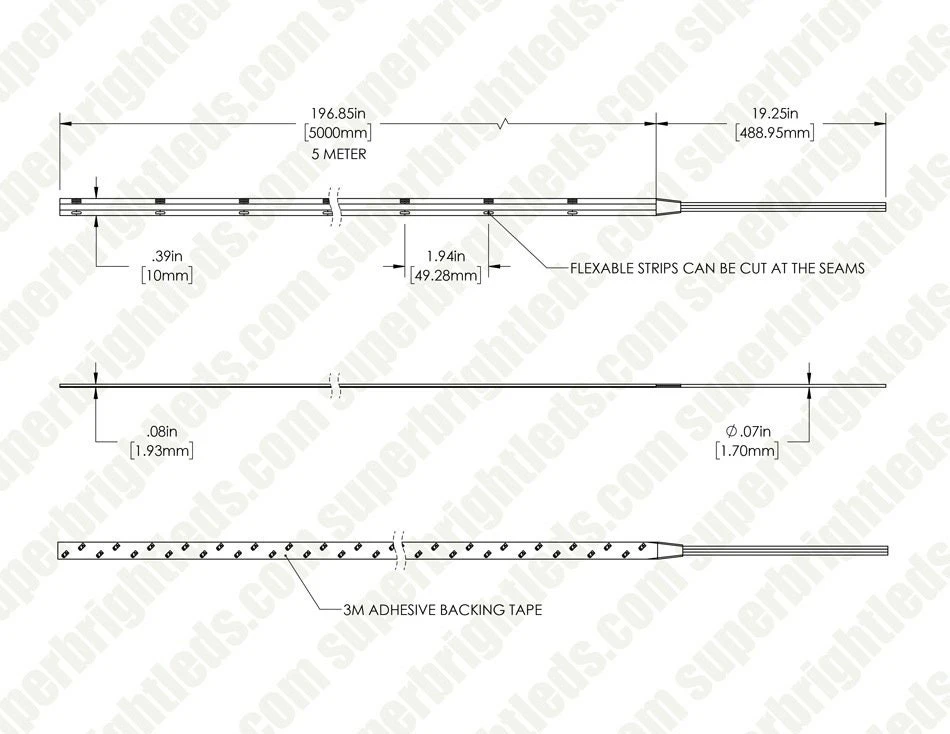 5m Tunable White COB LED Strip Light - COB Series LED Tape Light - 2700K-6500K - IP20 - 24V - Image 7