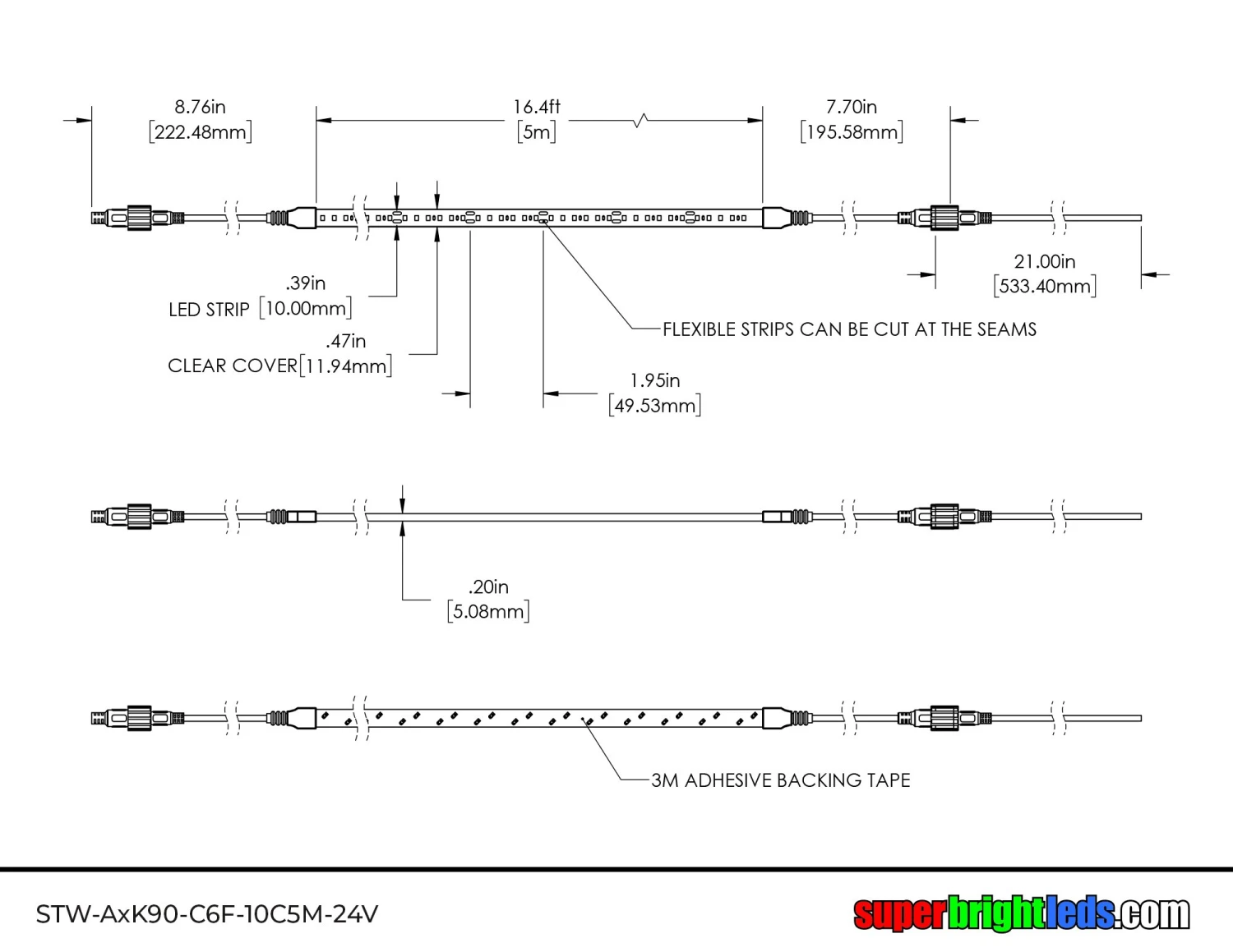 5m White LED Strip Light - HighLight Series Tape Light - 24V - IP67 Waterproof - Natural White 4000K - 196.9in (16.40ft) - Image 13