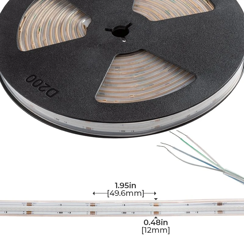 5m RGB COB LED Strip Light - COB Series LED Tape Light - IP65 - 24V - Image 2