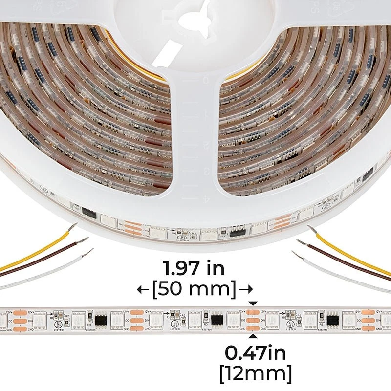 5m Digital RGB LED Strip Light - 18 LEDs/ft - Addressable Color-Chasing LED Tape Light - 12V - IP67 - RGB - Image 2
