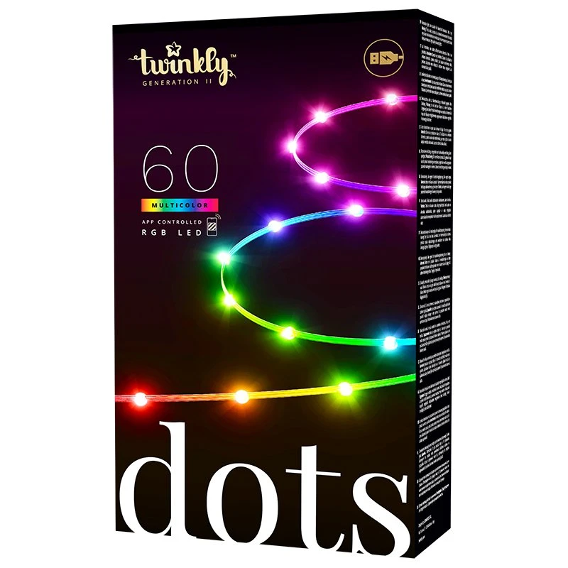Twinkly Dots - 9.8ft RGB Smart LED Light String - 60 LEDs - App-Controlled - USB-Powered