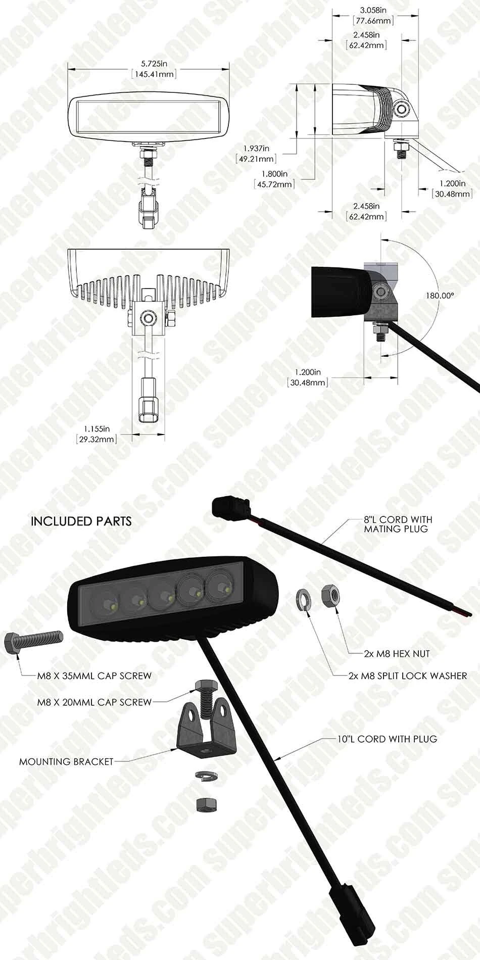 Off-Road LED Work Light / LED Driving Light - 6" Rectangle - 15W - 850 Lumens - Image 12