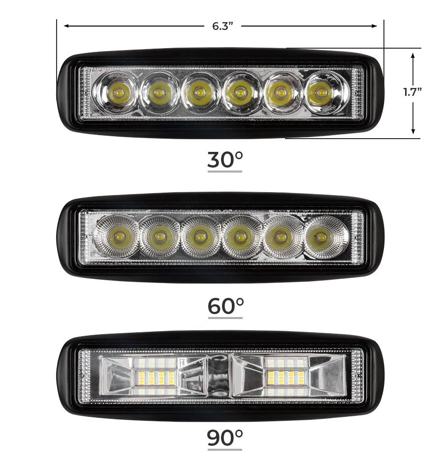 Off-Road LED Work Light / LED Driving Light - 6" Rectangle - 17W - 1,920 Lumens - 30 Degree - 2-Pack - Image 4