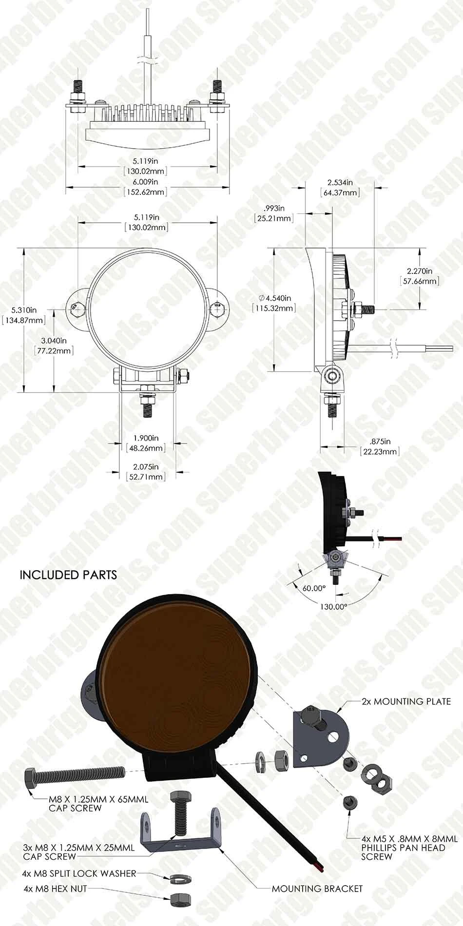 Off-Road LED Work Light / LED Driving Light - 4.5" Round - 18W - 1,800 Lumens - 60 Degree - Black Finish - 2-Pack - Image 13