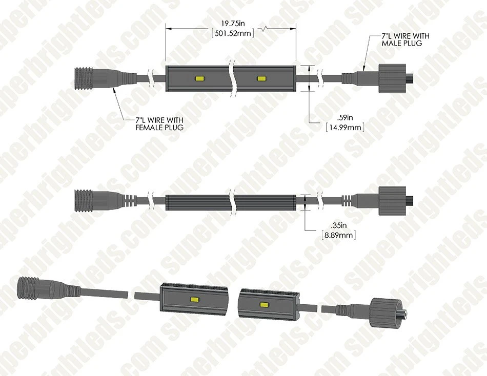 Waterproof Linear LED Light Bar Fixture With DC Barrel Connectors - 415 Lm/ft - Image 9